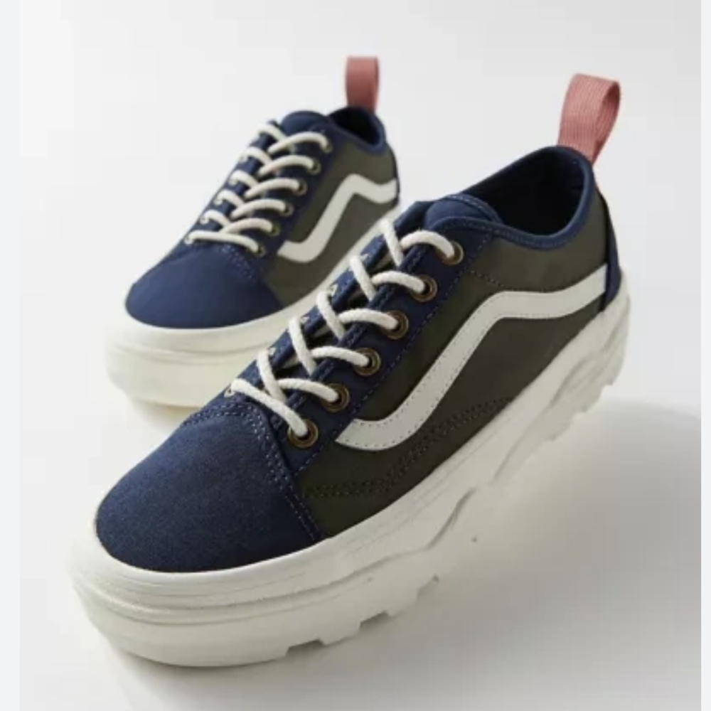 NIB Vans Sentry Old Skool Sneaker Waxed Canvas Navy Forest Women Size 8